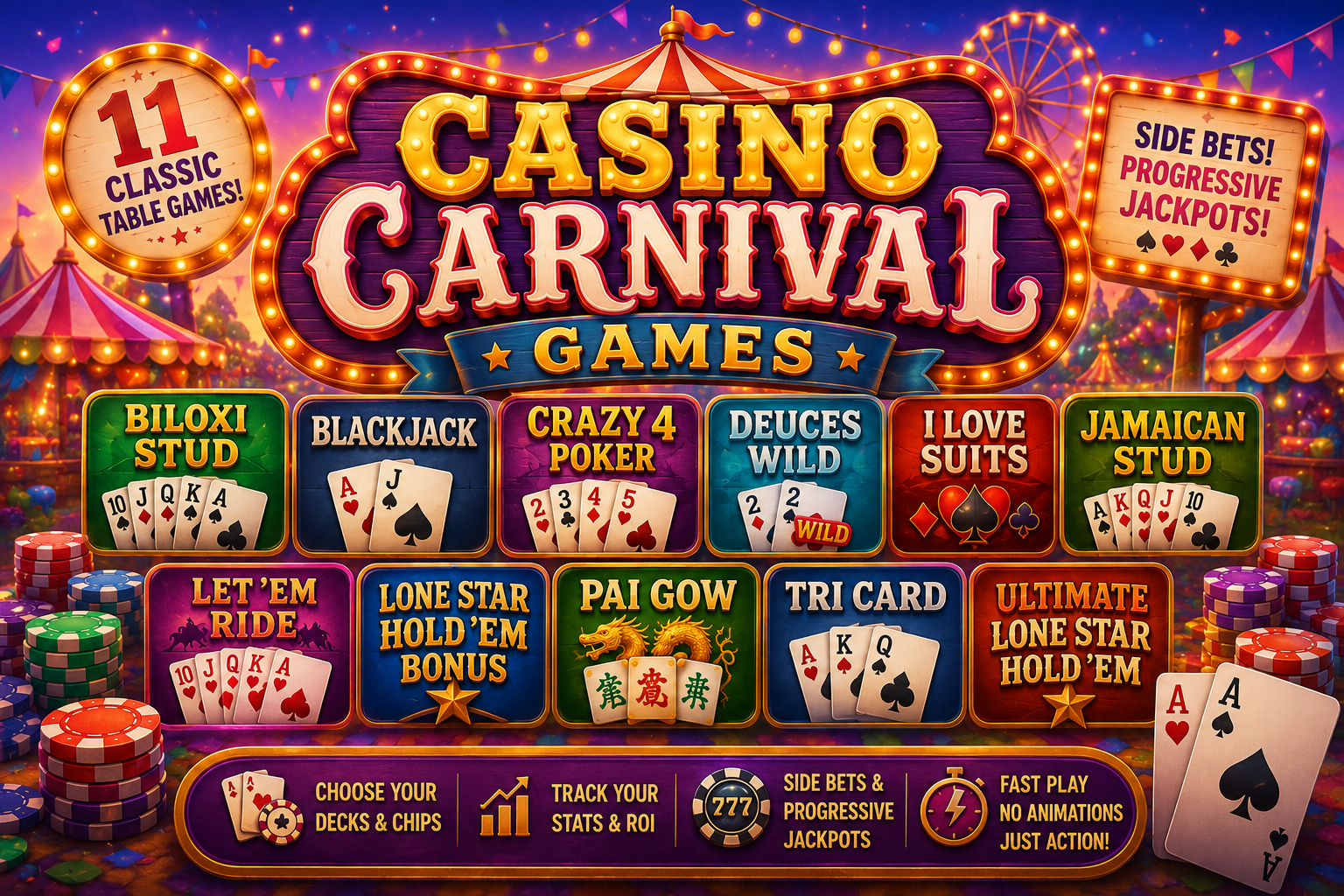 Casino Carnival Games – 11 Classic Table Games